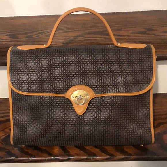 TED LAPIDUS Embossed Vinyl Leather Top Handle Lockable Laptop Briefcase RARE - Picture 1 of 17